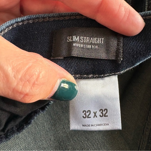 Express Slim Straight Hyper Stretch Dark Blue Denim Jeans 32 x 32 - Picture 4 of 16